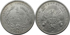 1 Peso 1893 S
Weltmünzen und Medaillen, Uruguay. Republik, seit 1830. 1 Peso 1893 S, Silber. 0.72 OZ. KM 17a. Sehr Schön