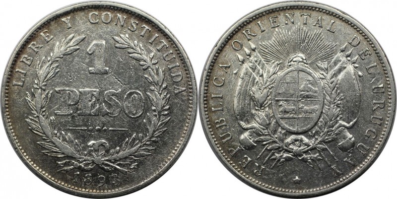 1 Peso 1893 
Weltmünzen und Medaillen, Uruguay. Republik, seit 1830. 1 Peso 189...