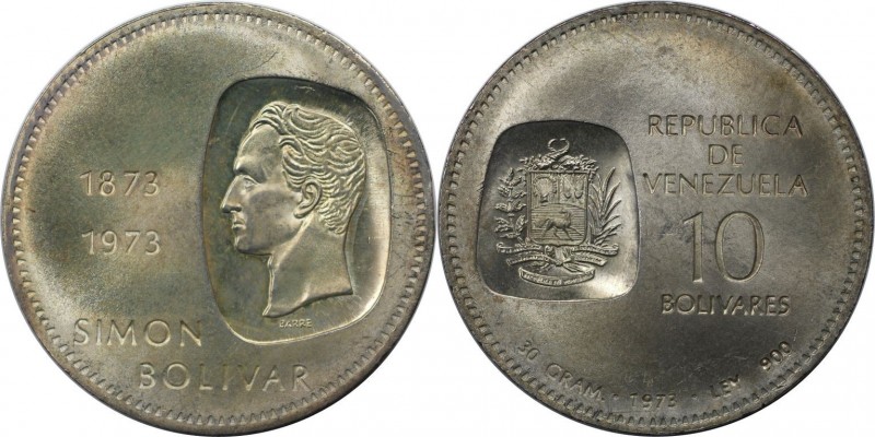 10 Bolivares 1973 
Weltmünzen und Medaillen, Venezuela. Simon Bolivar. 10 Boliv...