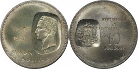 10 Bolivares 1973 
Weltmünzen und Medaillen, Venezuela. Simon Bolivar. 10 Bolivares 1973, Silber. KM 45. Stempelglanz