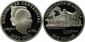 Dollar 1990 P
Weltmünzen und Medaillen, Vereinigte Staaten / USA / United States. 100. Geburtstag von Dwight D. Eisenhower. Dollar 1990 P, Silber. KM...