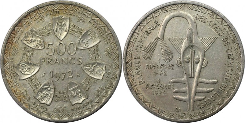 500 Francs 1972 
Weltmünzen und Medaillen, Westafrika / Western African. 10. Ja...