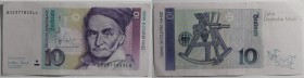 10 Mark 1991 
Banknoten, Deutschland / Germany. BRD. 10 Mark 1.09.1999. Carl Friedrich Gauß. I
