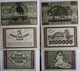 Lot von 3 Banknoten 1923 
Banknoten, Deutschland / Germany, Lots und Sammlungen. Notgeld Düsseldorf. 1 Million Mark, 2 x 5 Millionen Mark. Lot von 3 ...