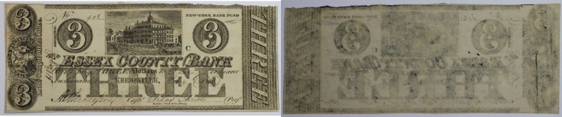 3 Dollars 1850 
Banknoten, USA / Vereinigte Staaten von Amerika, Obsolete Bankn...
