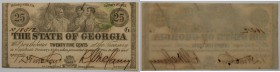 25 Cents Banknote 1863 
Banknoten, USA / Vereinigte Staaten von Amerika, Obsolete Banknotes. State of Georgia Notes. Milledgeville. 25 Cents Banknote...