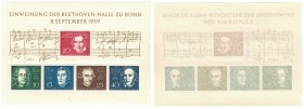 Block 2 1959 
Briefmarken / Postmarken, Deutschland / Germany. BRD. Einweihung der Beethoven-Halle zu Bonn 8. September 1959. Block 2. **
