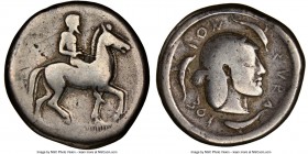 SICILY. Syracuse. Deinomenid Tyranny, Gelon I (ca. 480-470 BC). AR didrachm (21mm, 8.25 gm, 4h). NGC VG 5/5 - 3/5, scratches. Nude rider on horseback ...