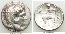 MACEDONIAN KINGDOM. Philip III Arrhidaeus (323-317 BC). AR tetradrachm (27mm, 17.12 gm, 7h). VF, punch. Babylon. Head of Heracles right, wearing lion ...