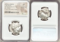 ATTICA. Athens. Ca. 440-404 BC. AR tetradrachm (26mm, 17.17 gm, 9h). NGC MS 3/5 - 4/5. Mid-mass coinage issue. Head of Athena right, wearing crested A...