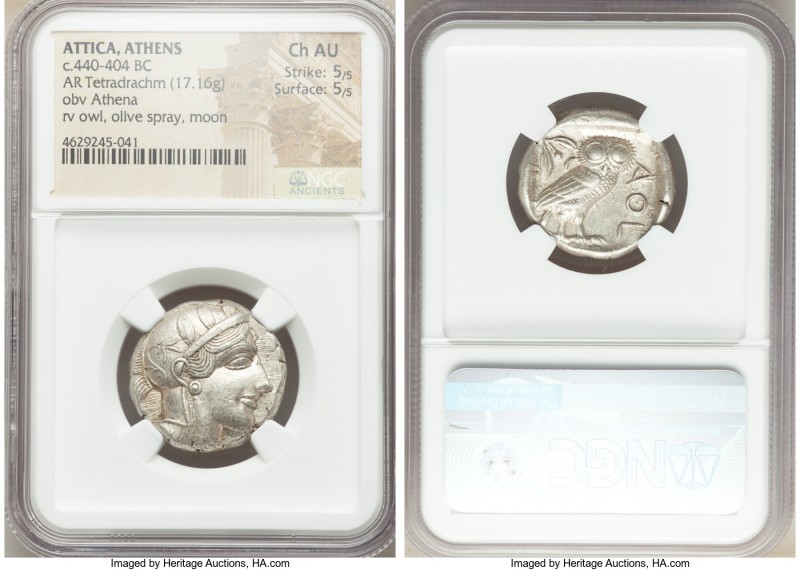 ATTICA. Athens. Ca. 440-404 BC. AR tetradrachm (23mm, 17.16 gm, 6h). NGC Choice ...