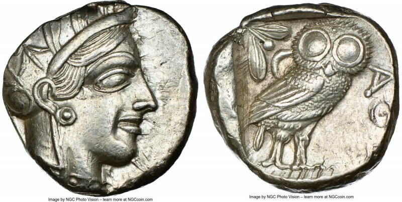 ATTICA. Athens. Ca. 440-404 BC. AR tetradrachm (24mm, 17.20 gm, 1h). NGC AU 4/5 ...