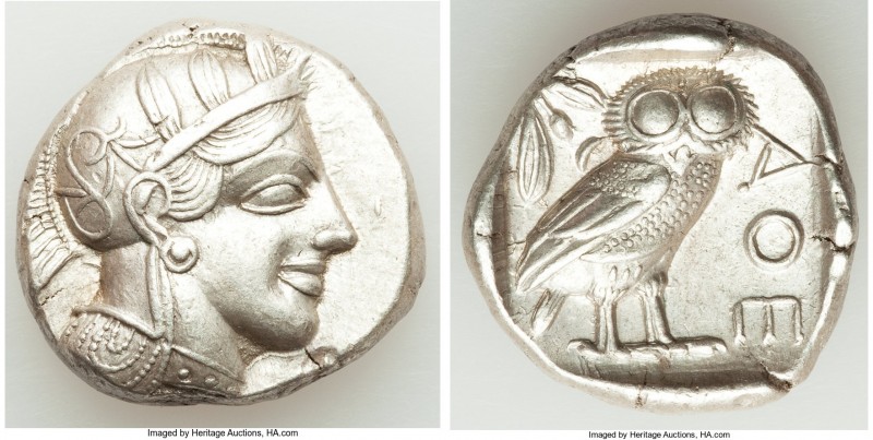 ATTICA. Athens. Ca. 440-404 BC. AR tetradrachm (27mm, 17.16 gm, 4h). AU. Mid-mas...