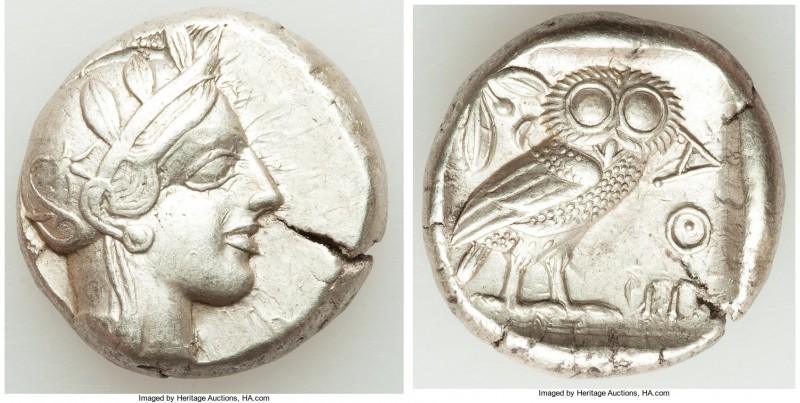 ATTICA. Athens. Ca. 440-404 BC. AR tetradrachm (24mm, 17.16 gm, 4h). AU. Mid-mas...