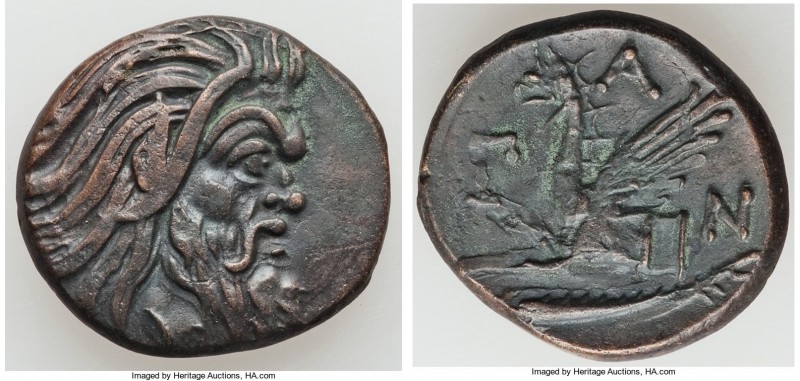 CIMMERIAN BOSPORUS. Panticapaeum. Ca. 4th century BC. AE (22mm, 6.62 gm, 11h). X...