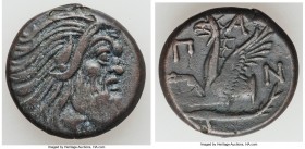 CIMMERIAN BOSPORUS. Panticapaeum. Ca. 4th century BC. AE (20mm, 6.93 gm, 11h). XF. Head of bearded Pan right / Π-A-N, forepart of griffin left, sturge...