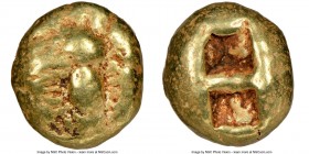 IONIA. Ephesus. Ca. 600-550 BC. EL third-stater or trite (13mm, 4.68 gm). NGC Choice Fine 4/5 - 4/5. 'Primitive' bee, viewed from above / Two incuse s...