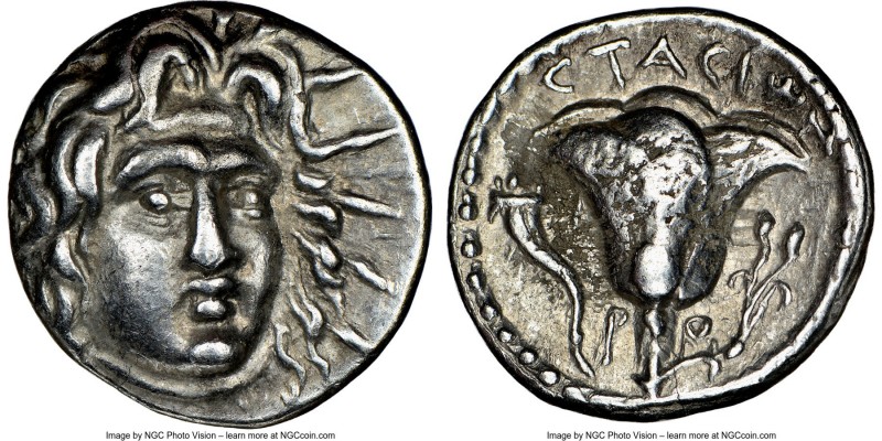CARIAN ISLANDS. Rhodes. Ca. 205-190 BC. AR didrachm (20mm, 11h). NGC Choice VF. ...