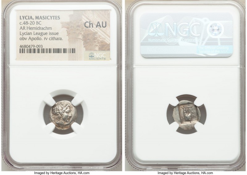 LYCIAN LEAGUE. Masicytes. Ca. 48-20 BC. AR hemidrachm (15mm, 11h). NGC Choice AU...