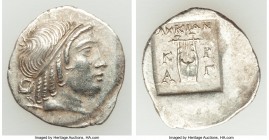 LYCIAN LEAGUE. Cragus. Ca. 32-30 BC. AR hemidrachm (17mm, 1.73 gm, 12h). AU. Series 4. Head of Apollo right, wearing taenia / ΛΥΚΙΩΝ, K-P/Α-Γ, cithara...
