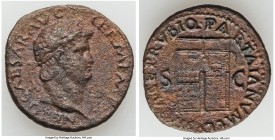 Nero (AD 54-68). AE as (27mm, 7.77 gm, 6h). VF, porosity. Rome, ca. AD 65. NERO CAESAR AVG-GERM IMP, laureate head of Nero right / PACE P R VBIQ PARTA...
