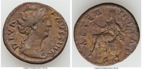 Diva Faustina Senior (AD 138-140/1). AE as (26mm, 10.21 gm, 6h). About VF, porosity. Rome, AD 146-161. DIVA-FAVSTINA, draped bust of Diva Faustina Sen...