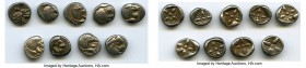 ANCIENT LOTS. Greek. Ionia. Miletus. Ca. late 6th-5th centuries BC. Lot of nine (9) AR 1/12th staters or obols. VG-VF. Milesian standard. Forepart of ...