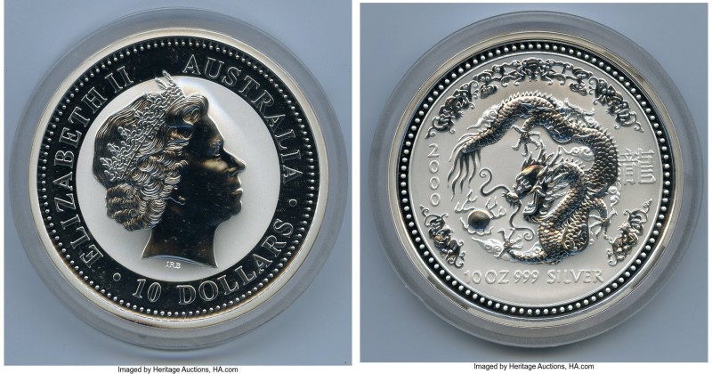 Elizabeth II silver Proof "Year of the Dragon" 10 Dollars 2000, KM524. Sold with...