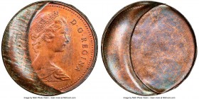 Elizabeth II Mint Error - Struck Off Center on Split Flan Cent ND (1965-1979) MS61 Red and Brown NGC, Royal Canadian mint, KM49. Struck off center on ...