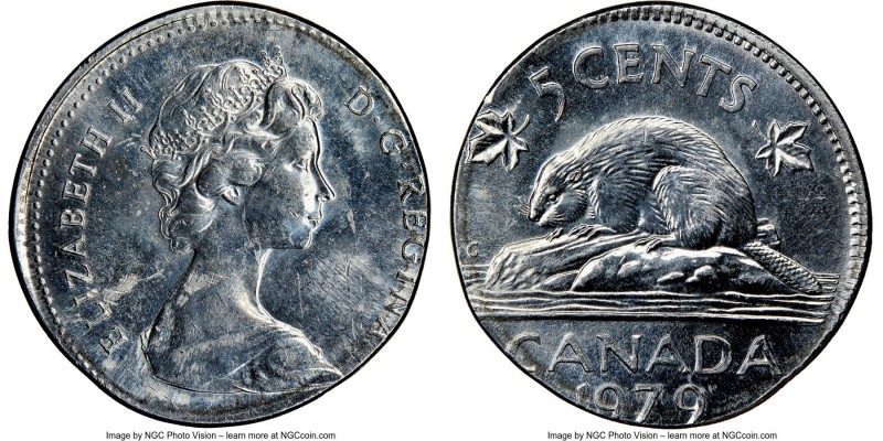 Elizabeth II Mint Error - Struck on Israel 5 Agorot Planchet 5 Cents 1979 MS62 N...