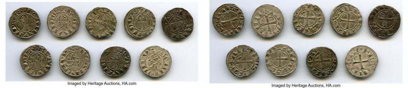 Principality of Antioch 9-Piece Lot of Uncertified Bohemond Era "Helmet" Deniers...