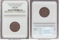 Republic copper Piefort 20 Francs 1848 MS63 Brown NGC, Maz-1250c. 

HID09801242017

© 2020 Heritage Auctions | All Rights Reserved