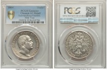 Schwarzburg-Rudolstadt. Friedrich Günther Taler 1864 AU Details (Cleaned) PCGS, KM179. Mintage: 4,500. Celebrating the prince's 50th anniversary of re...