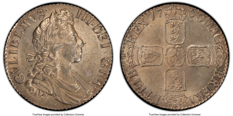 William III Shilling 1700 AU58 PCGS, KM504.1, S-3516. Lustrous with just of trac...