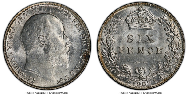 Edward VII Pair of Certified Assorted Issues MS64 PCGS, 1) 6 Pence 1907 - KM799 ...