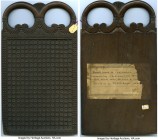 Travancore Chukram Counting Board with 89 Uncertified Chukrams ND (c. 19th Century), cf. KM21 (for coin type). Board: 253x147mm. Chukrams: 6mm. 0.36gm...