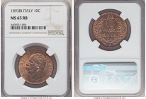 Umberto I 10 Centesimi 1893-BI MS65 Red and Brown NGC, Birmingham mint, KM27.1. Two year type. 

HID09801242017

© 2020 Heritage Auctions | All Rights...