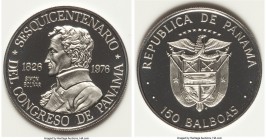 Republic platinum Proof 150 Balboas 1976-FM Franklin mint, KM43. 26mm. 9.49gm. Mintage: 13,000. Issued for the 150th anniversary - Pan Congress. APtW ...