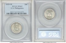 USA Administration 6-Piece Lot of Certified Assorted 20 Centavos PCGS, 1) 20 Centavos 1929-M - MS62, Manilla mint, KM170 2) 20 Centavos 1929-M - AU58,...