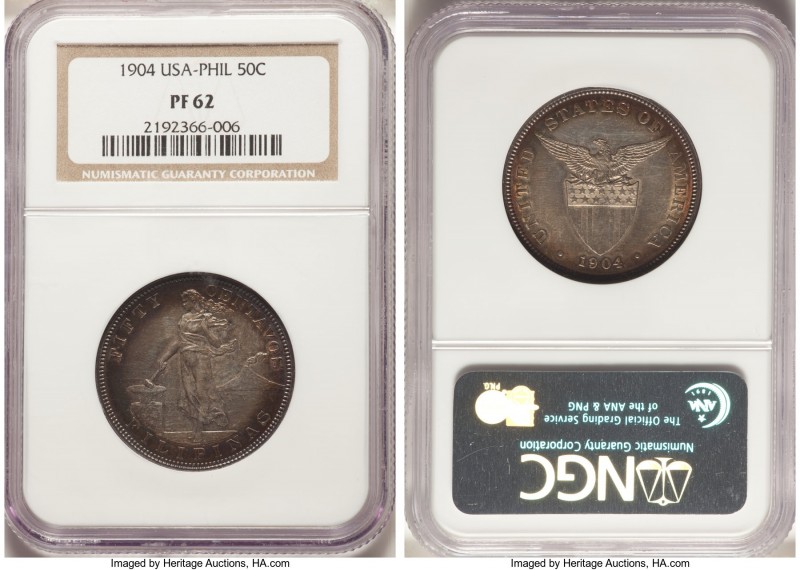 USA Administration Proof 50 Centavos 1904 PR62 NGC, KM167. Mintage 1,355. Colorf...