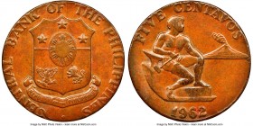 USA Administration Mint Error - Struck on Cent Planchet 5 Cents 1962 MS62 Brown NGC, KM187. Mint error 5 cents struck on cent planchet. 3.1gm. 

HID09...