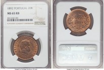 Carlos I 20 Reis 1892 MS65 Red and Brown NGC, KM533. Mint bloom with satin surfaces. 

HID09801242017

© 2020 Heritage Auctions | All Rights Reserved