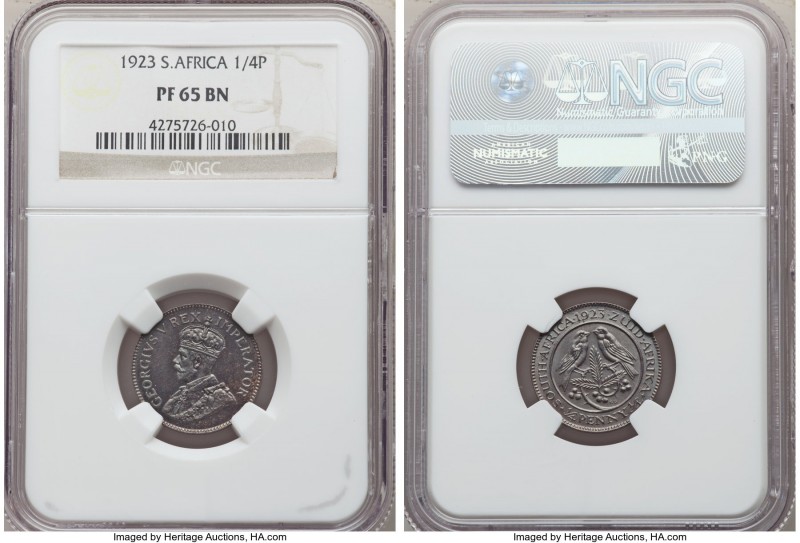 George V Proof 1/4 Penny 1923 PR65 Brown NGC, Pretoria mint, KM12.1. Mintage: 1,...