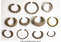 Lahu, Akha, & Lisu Hill Tribes 11-Piece Lot of Assorted silver "Bracelet Money" ND, cf. Mitch-2991-2994, Opitz-pp. 283-284 (several of the pieces here...