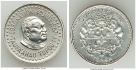 King Taufa'ahau Tupou IV palladium 1/4 Hau 1967 UNC (Hairlines), Mintage: 1,700. 26.1mm. 16/15g,/ One year type coronation of Taufa'ahau Tupou IV. APd...