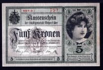Czechoslovakia Weipert 5 Kronen 1918 
D.H. 233.1a, H.H. 248.1.1a; # S1 792; UNC