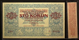 Czechoslovakia 100 Korun 1919 Official Reprint
P# 11a; With Certificate; Reprint is Dedicated to 100th Anniversary of Czechoslovak Republic