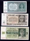 Bohemia & Moravia Lot of 3 Banknotes 1940 - 1944 Specimen
5 10 20 Korun 1940 - 1944