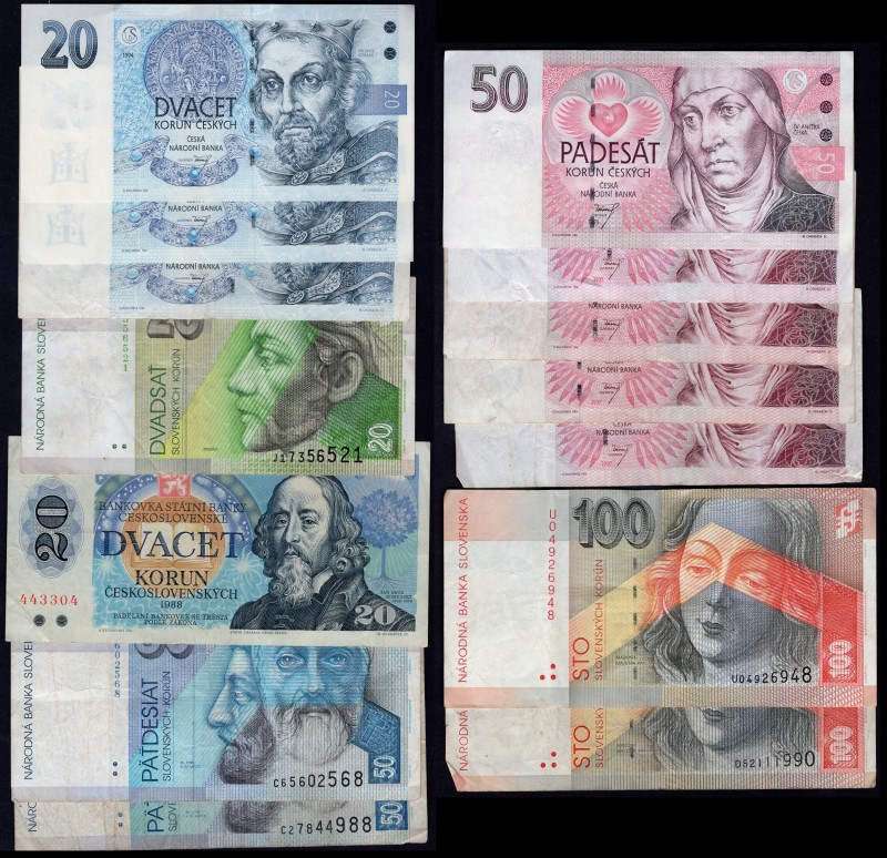 Czechoslovakia Lot of Old Banknotes 
14 Pieces, Czech Republic, Slovakia & Czec...