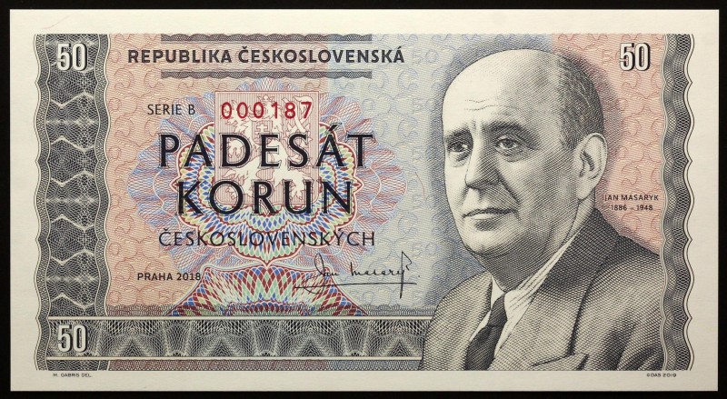 Czech Republic 50 Korun 2018 Specimen "Jan Masaryk"
Fantasy Banknote; Jan Masar...